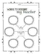"Words To Describe My Teacher" Printable