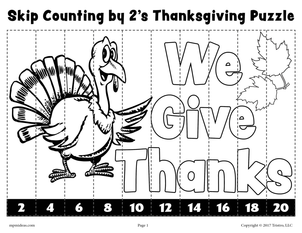 6 Printable Thanksgiving Skip Counting Worksheets - Skip Counting By 2, 5, and 10!