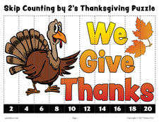 6 FREE Printable Thanksgiving Skip Counting Worksheets - Skip Counting By 2, 5, and 10!