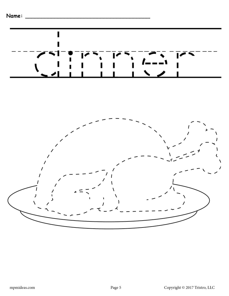 8 Printable Thanksgiving Tracing Worksheets & Handwriting Worksheets!