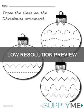 Printable Christmas Ornament Line Tracing Worksheet!