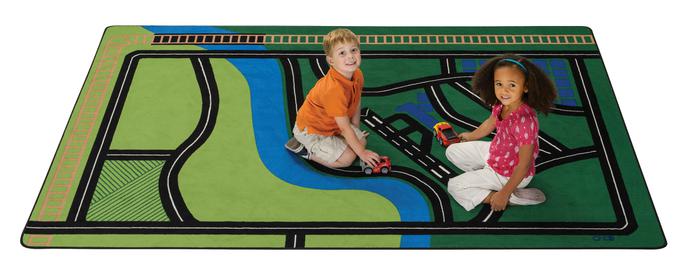 Transportation Fun Road Classroom Rug, 6' x 9' Rectangle