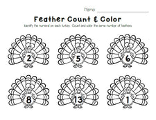 Turkey Feather Count & Color Printable