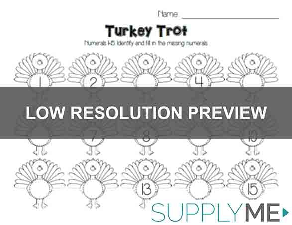 Turkey Trot - Thanksgiving Number Ordering Activity
