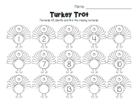 Turkey Trot - Thanksgiving Number Ordering Activity