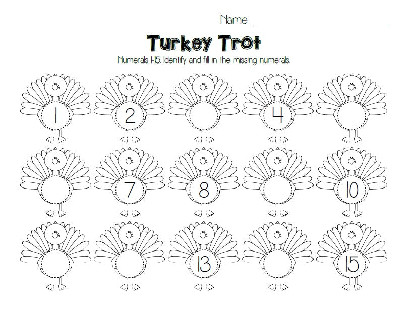 Turkey Trot - Thanksgiving Number Ordering Activity