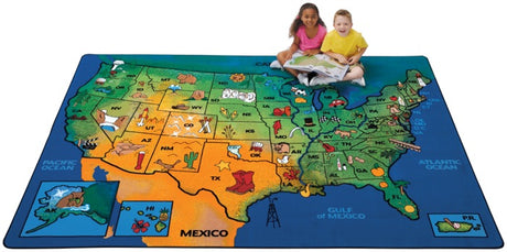 U.S.A. Learn & Play Classroom Rug, 8' x 12' Rectangle