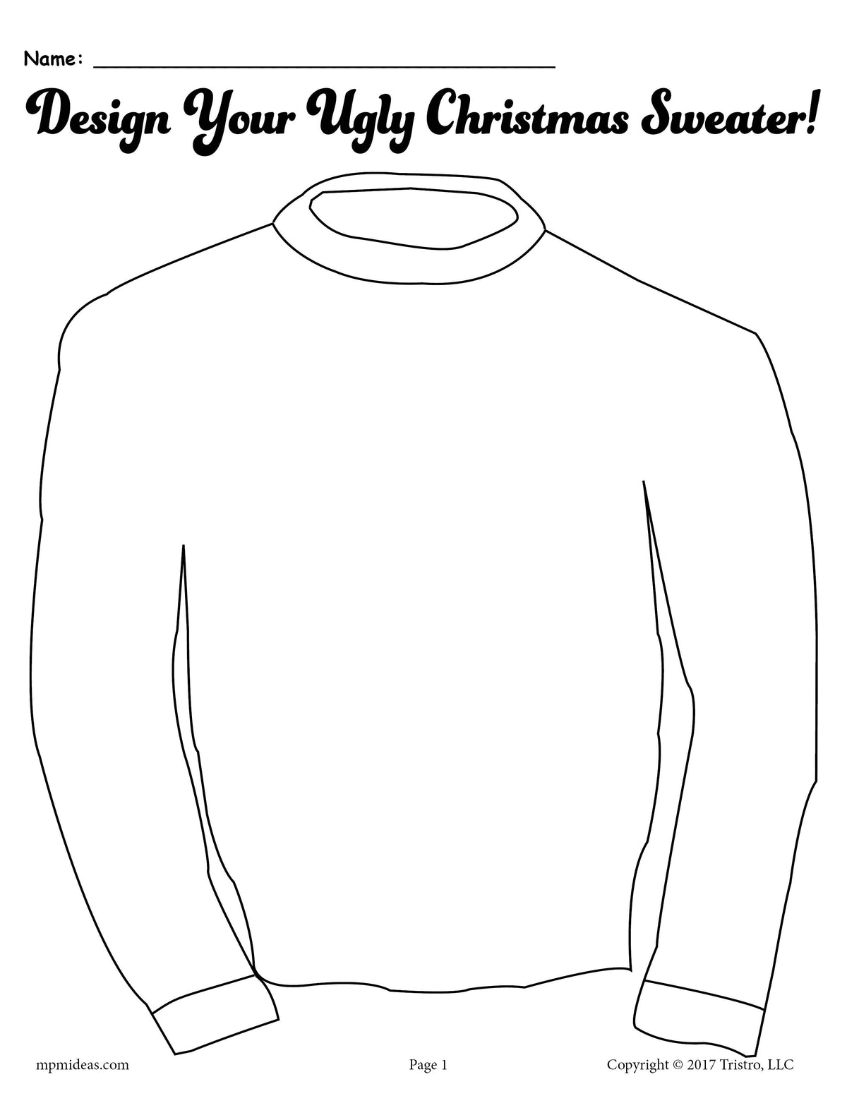 FREE Printable Ugly Christmas Sweater Activity!