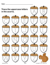 FREE Printable Fall Themed Uppercase and Lowercase Alphabet Letter Tracing Worksheets!