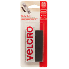 VELCRO® Brand Sticky Back 3-1/2" x 3/4" Strips, 4 Sets, Black