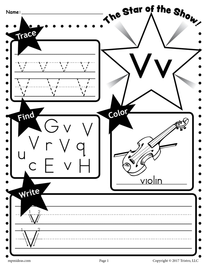 FREE Letter V Worksheet: Tracing, Coloring, Writing & More!