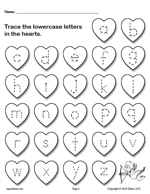 Printable Valentine's Day Uppercase and Lowercase Alphabet Letter Tracing Worksheets!