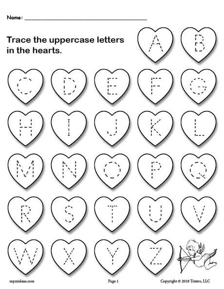 FREE Printable Valentine's Day Uppercase and Lowercase Alphabet Letter Tracing Worksheets!