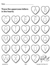 FREE Printable Valentine's Day Uppercase and Lowercase Alphabet Letter Tracing Worksheets!
