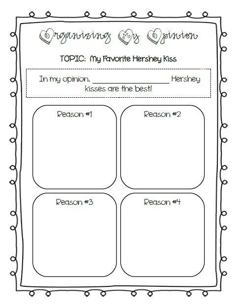 Valentine's Day Hershey Kiss Opinion Writing & Graphing Activity