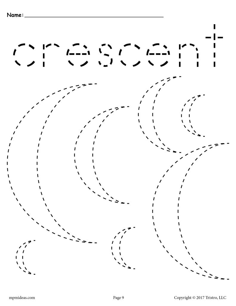 FREE Crescents Tracing Worksheet