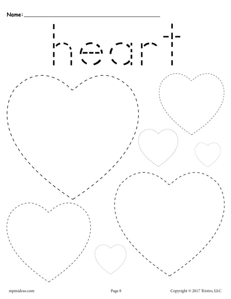 FREE Hearts Tracing Worksheet