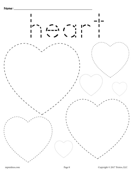 Hearts Tracing Worksheet - Tracing Shapes Worksheets – SupplyMe