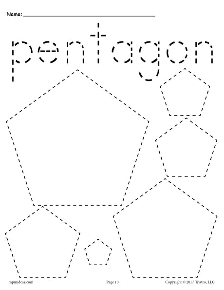 FREE Pentagons Tracing Worksheet
