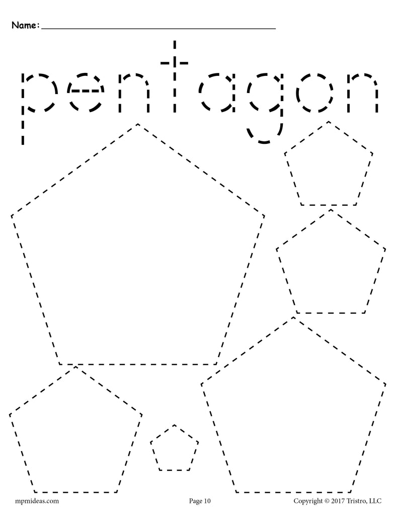 FREE Pentagons Tracing Worksheet
