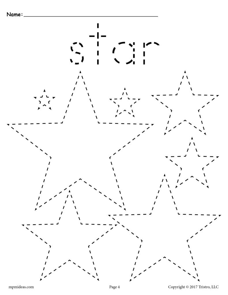 FREE Stars Tracing Worksheet