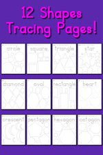 12 Shapes Tracing Worksheets! Multiple Shapes In Various Sizes To Trace On Each Page