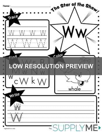Letter W Worksheet: Tracing, Coloring, Writing & More!