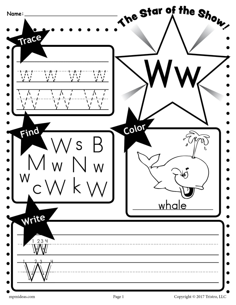 FREE Letter W Worksheet: Tracing, Coloring, Writing & More!
