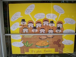 We Give Thanks - Thanksgiving Pilgrim Bulletin Board Idea