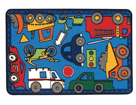 Wheels on the Go KID$ Value Discount Play Room Rug, 4' x 6' Rectangle