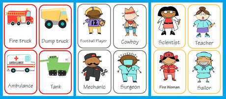 Transportation and Occupations Flash Cards