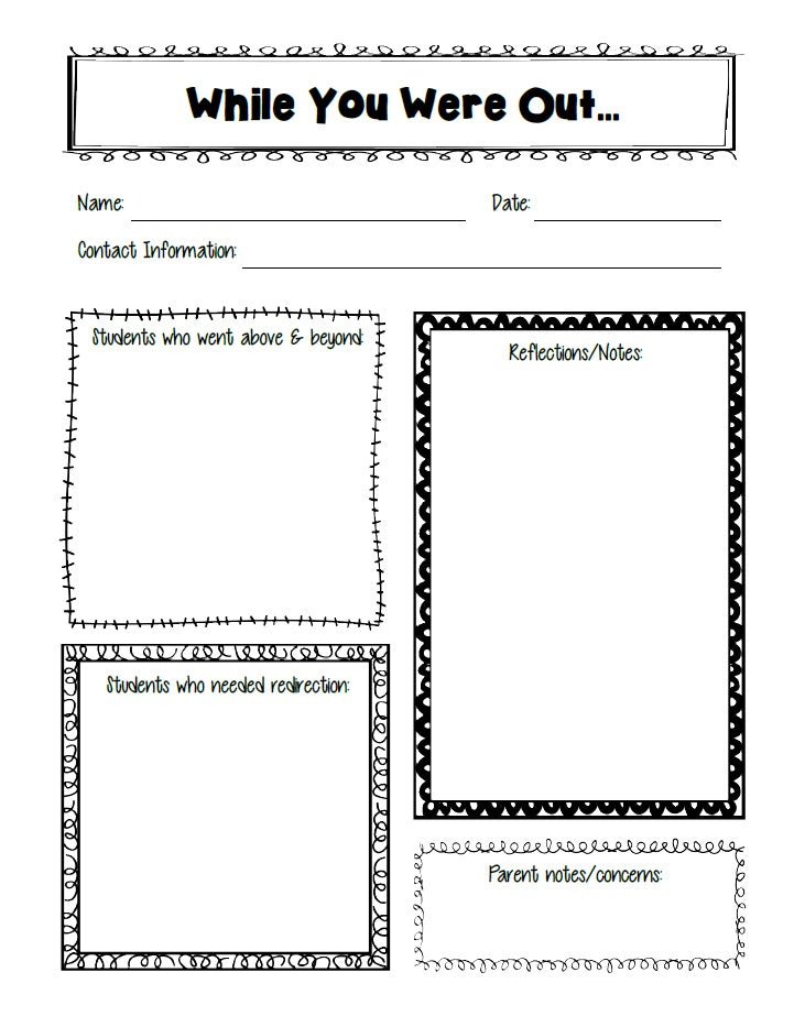 While You Were Out Substitute Teacher Printable SupplyMe While You Were Out Substitute Teacher Printable SupplyMe