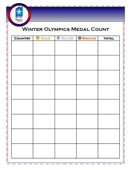 2014 Winter Olympics Medal Count Worksheet