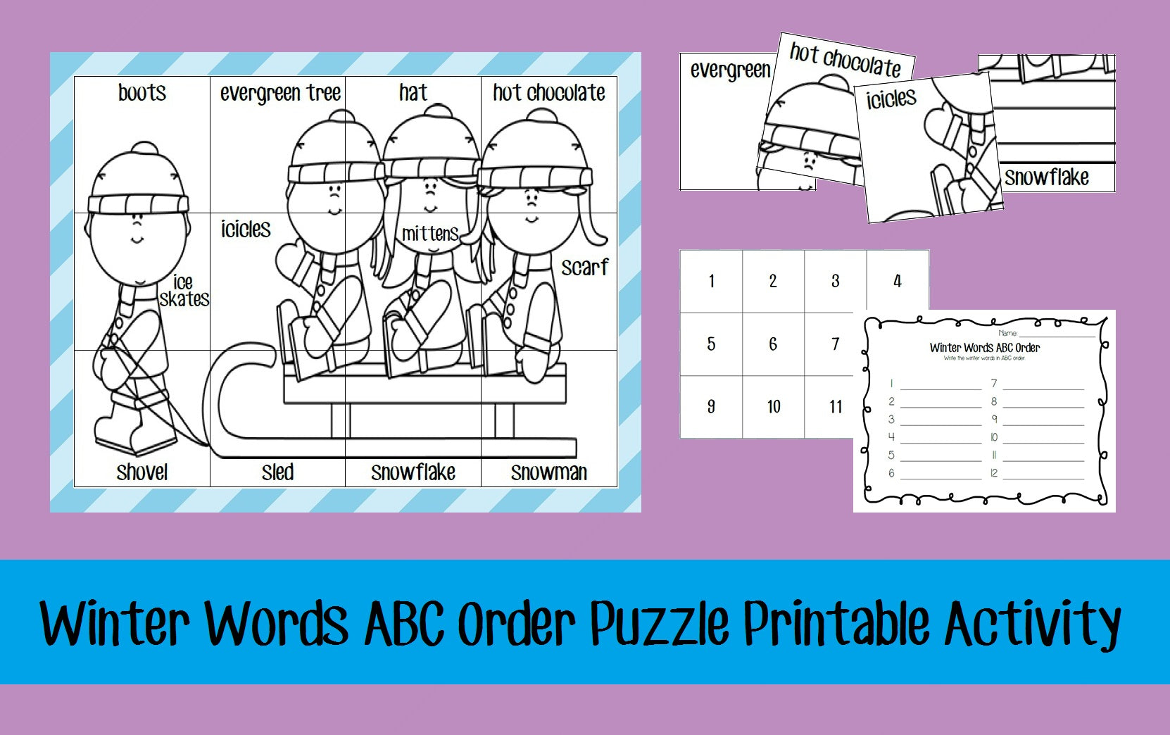 Winter Abc Winter ABC Order Cut Paste Worksheets Alphabetical Order No Prep ...