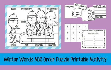 Winter Words ABC Order Puzzle Printable