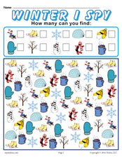 Winter I Spy - Printable Winter Counting Worksheet!