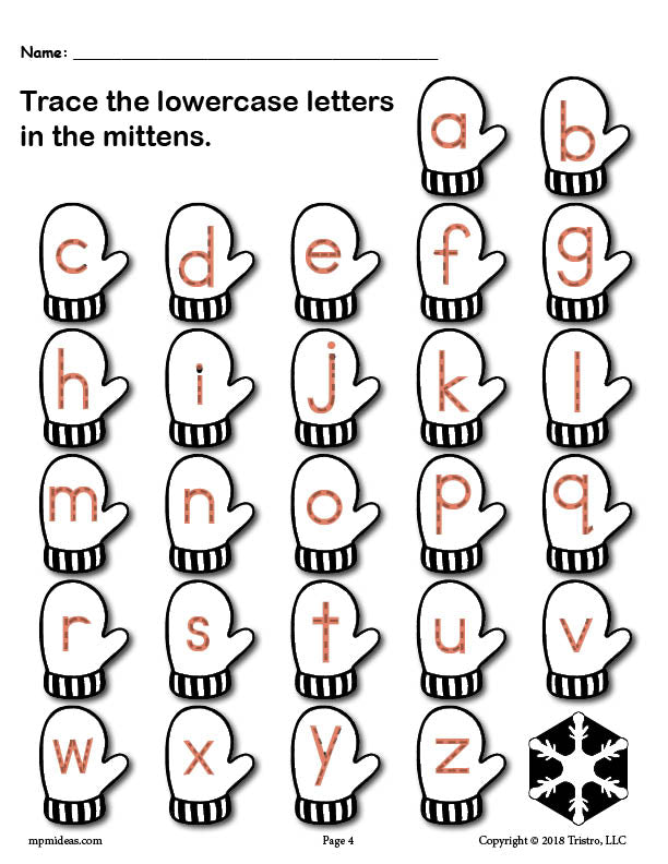 Printable Winter Themed Uppercase and Lowercase Alphabet Letter Tracing Worksheets!