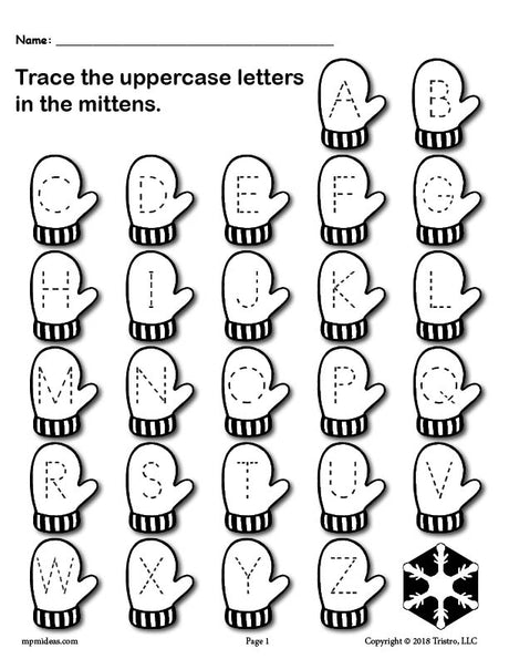 FREE Printable Winter Themed Uppercase and Lowercase Alphabet Letter Tracing Worksheets!