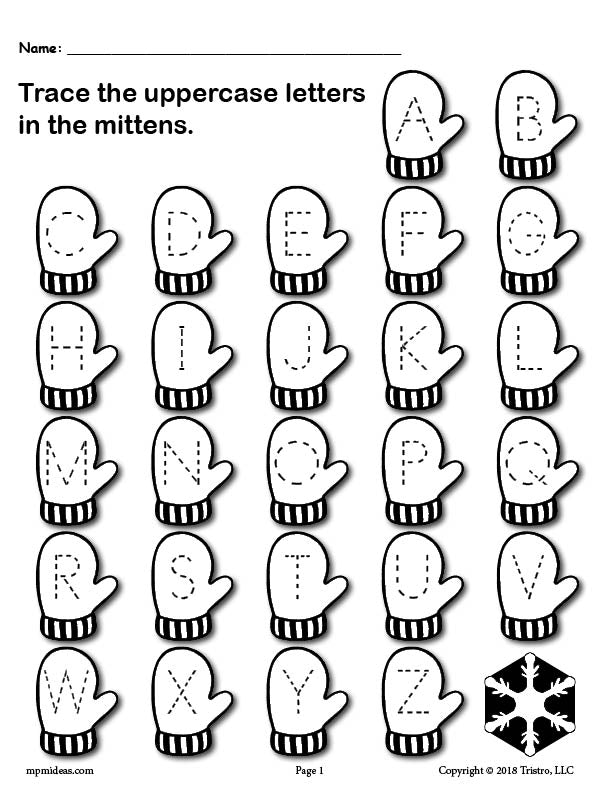 FREE Printable Winter Themed Uppercase and Lowercase Alphabet Letter Tracing Worksheets!