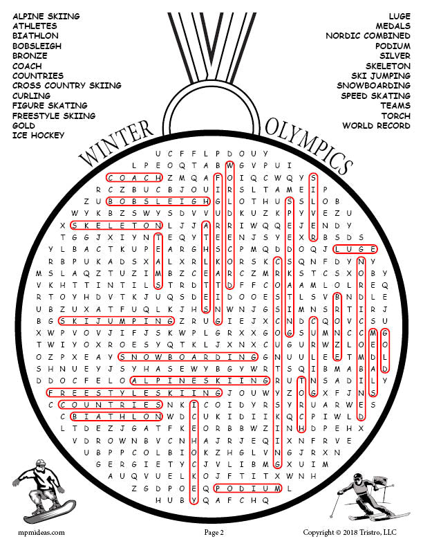 Printable Winter Olympics Word Search!