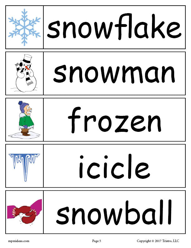 30 Winter Word Wall Words