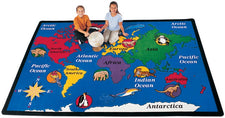 World Explorer Seven Continents Classroom Rug, 4'5" x 5'10" Rectangle