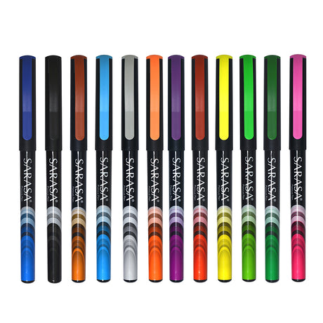 Sarasa Fineliner Pen, Assorted (12 Pack)