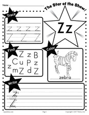 FREE Letter Z Worksheet: Tracing, Coloring, Writing & More!