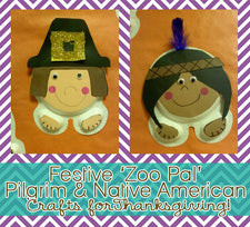Festive 'Zoo Pal' Pilgrim & Native American Crafts for Thanksgiving!