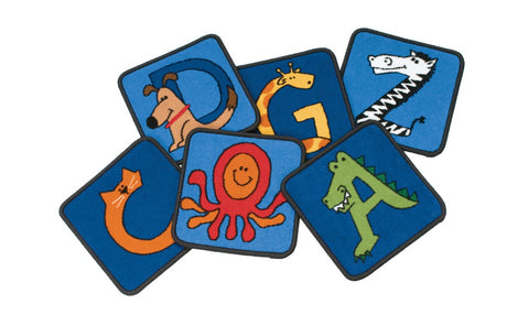 A to Z Alphabet Animal KID$ Value PLUS Discount Carpet Squares, Set of 26