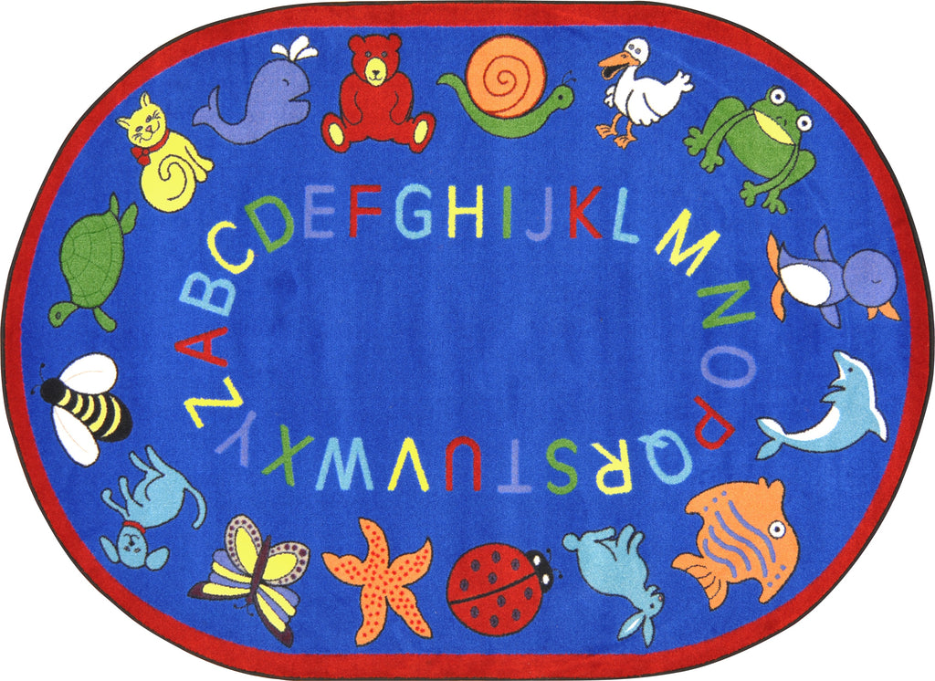 ABC Animals© Classroom Rug, 5'4" x 7'8"  Oval Blue