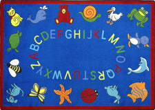 ABC Animals© Classroom Circle Time Rug, 7'8" x 10'9" Rectangle Blue
