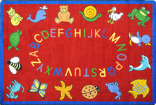 ABC Animals© Classroom Circle Time Rug, 7'8" x 10'9" Rectangle Red
