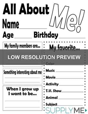 All About Me Poster & Printable Worksheet